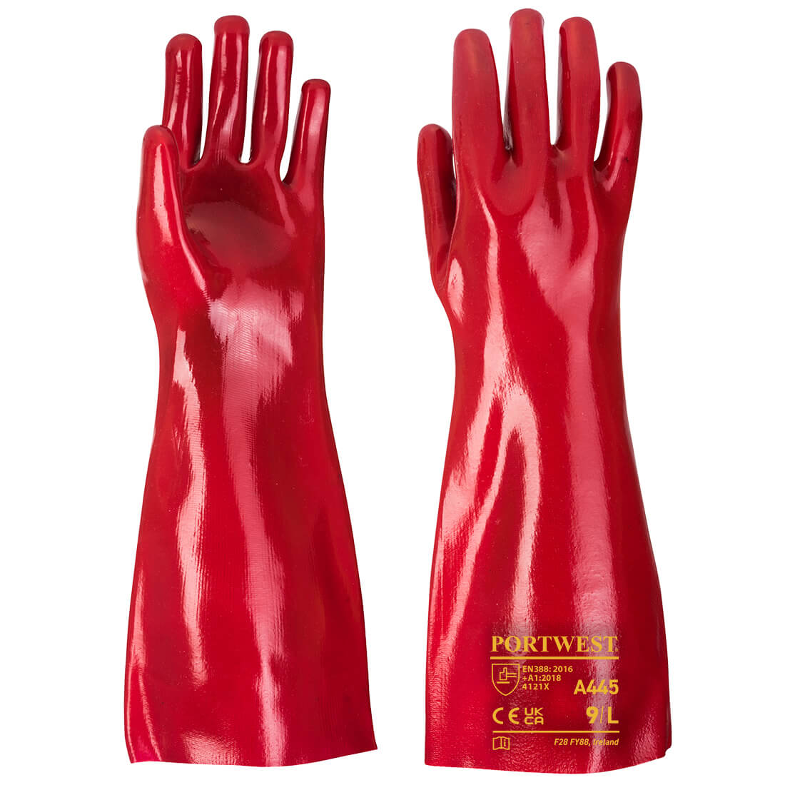 Portwest Grip 12 PVC Gauntlet 45cm in Red, main product image