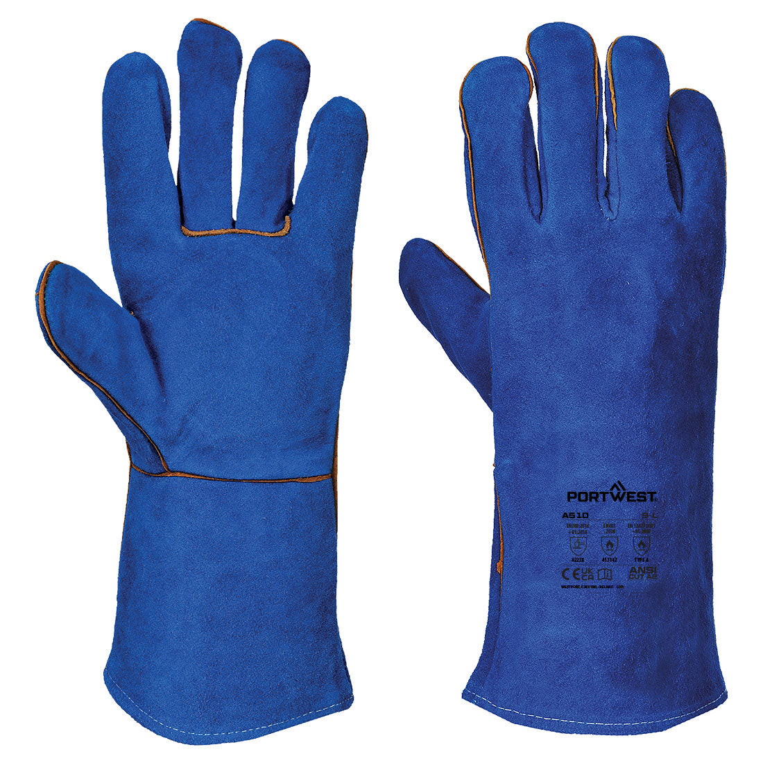 Portwest Welders 210 Split Leather Blue Gauntlet, main product image