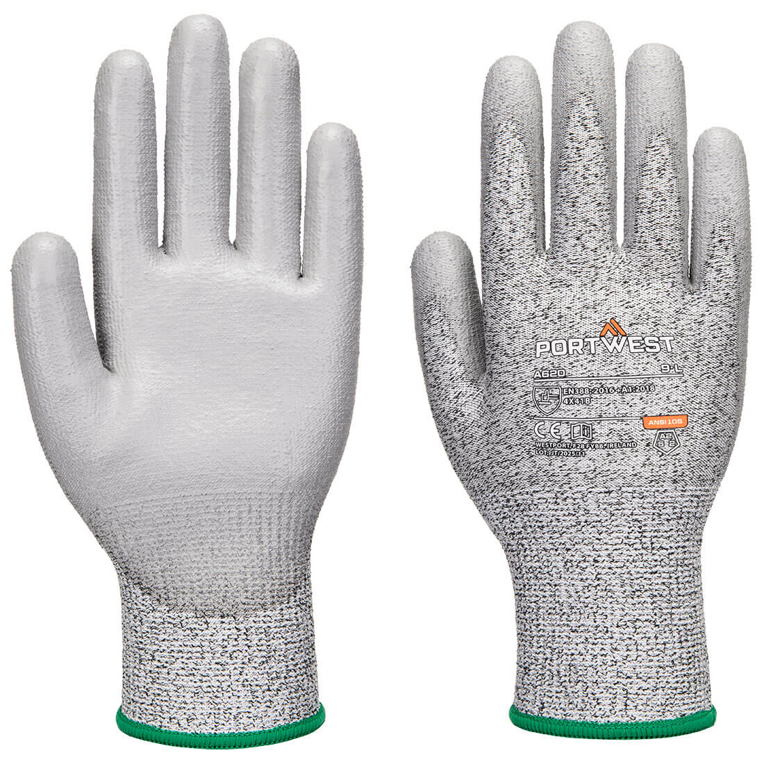 Portwest Cut B13 PU Glove in Grey, main product image