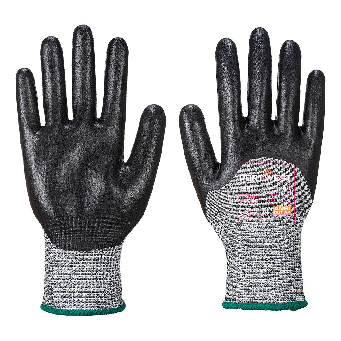 Portwest Cut D13 3/4 Nitrile Foam Glove in Black, main product image