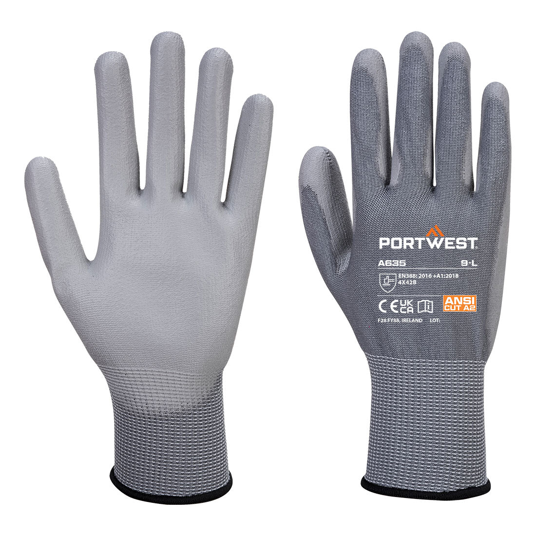 Portwest Cut B13 PU Economy Glove in Grey, main product image