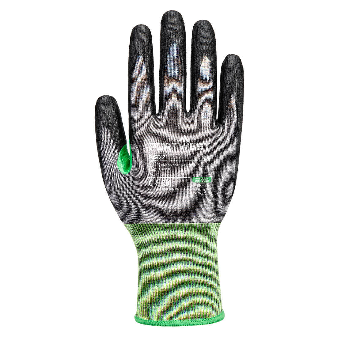 Portwest A637 CS Cut C18 PU Glove in Grey/Black, back view