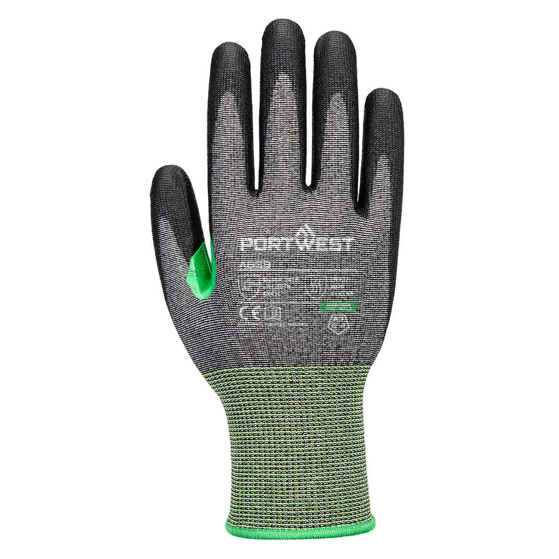 Portwest A638 CS Cut C15 PU Glove in Grey/Black, back view