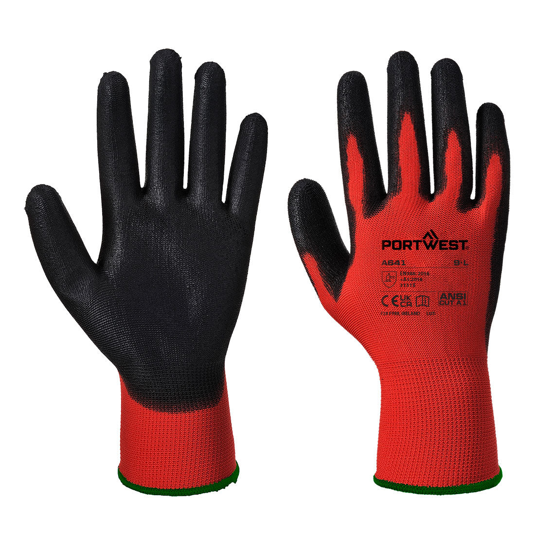 Portwest Grip 13 PU Glove in Red/Black, main product image