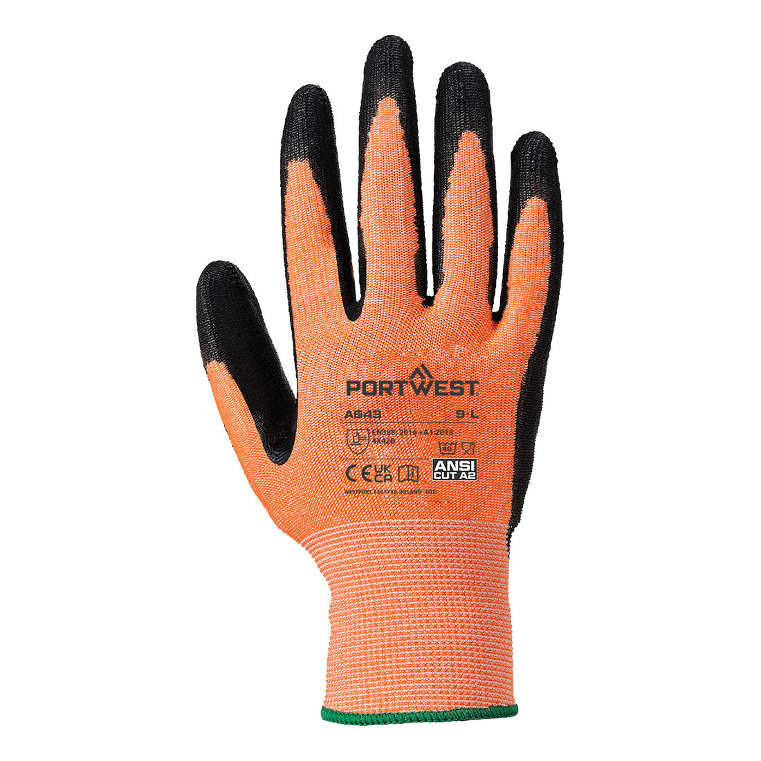 Portwest A643 Cut B13 Nitrile Amber Glove in Amber, back view