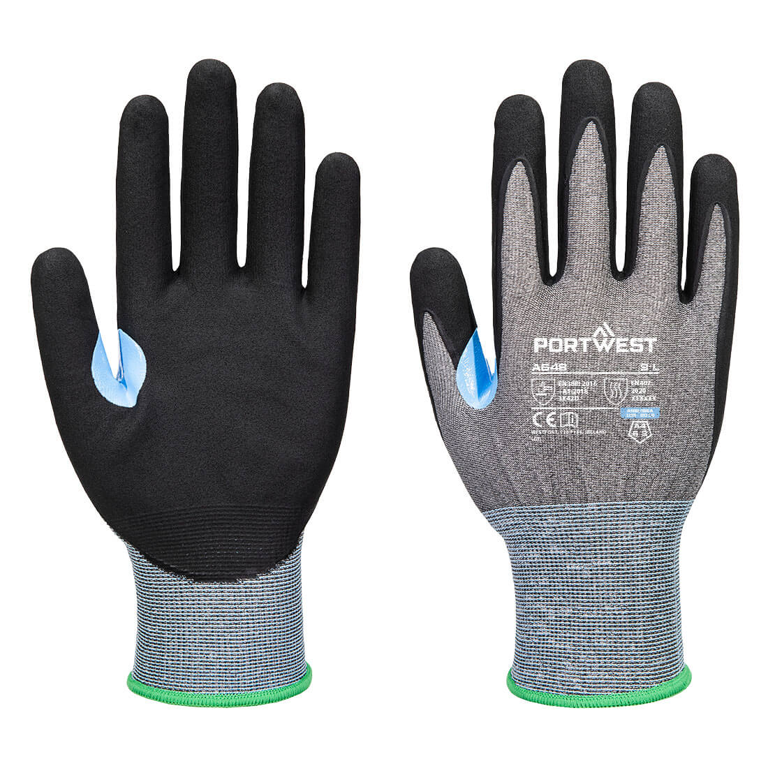 Portwest CS Cut D21 Nitrile Glove in Grey/Black, main product image