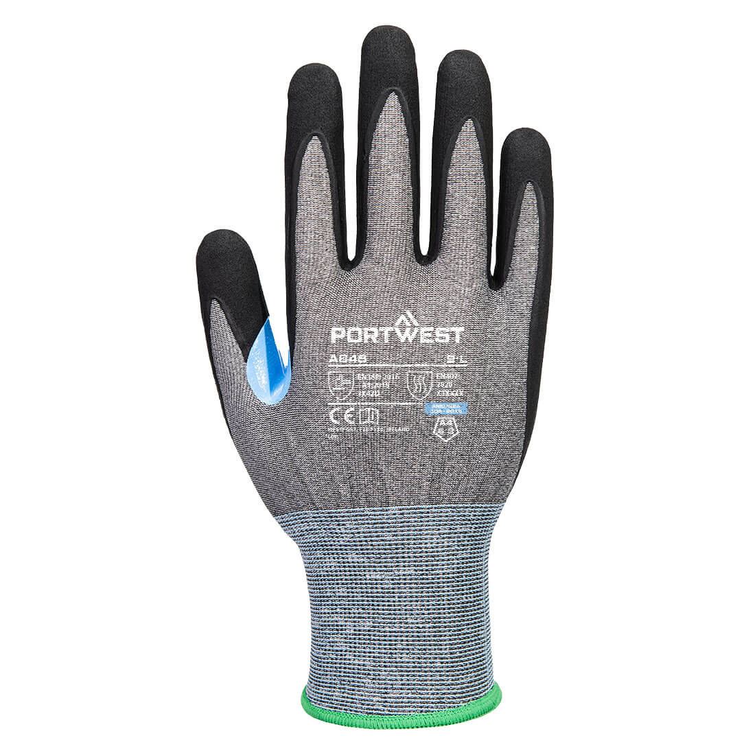 Portwest A648 CS Cut D21 Nitrile Glove in Grey/Black, back view
