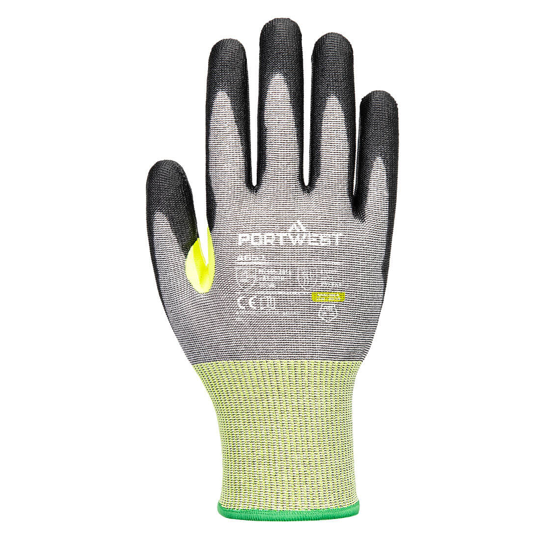 Portwest A651 CS Cut E15 PU Glove in Grey/Black, back view