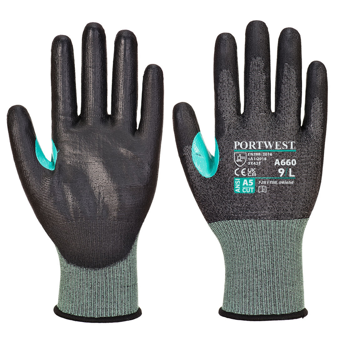 Portwest CS Cut E18 PU Glove in Black, main product image