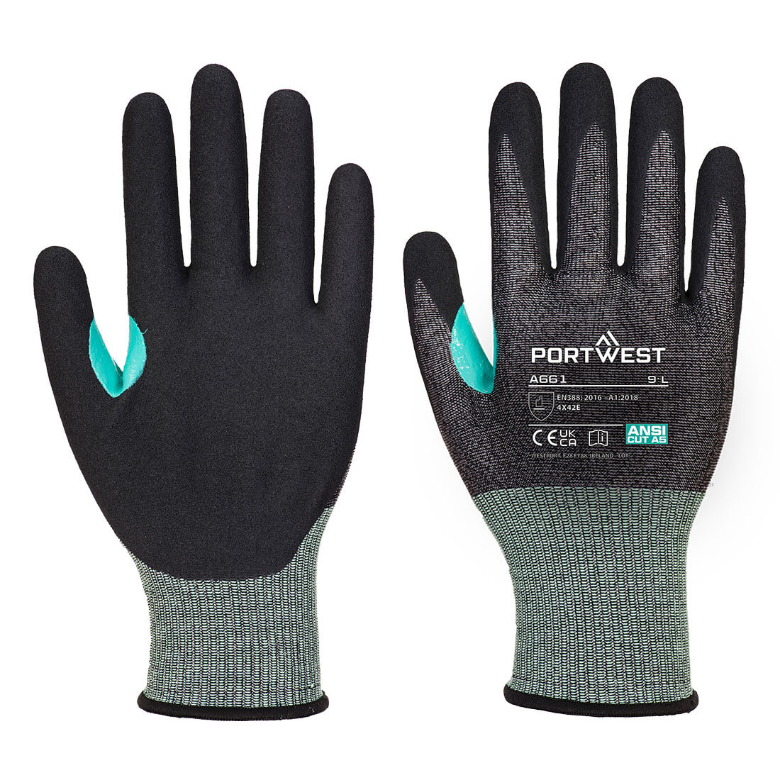 Portwest CS Cut E18 Nitrile Glove in Black, main product image