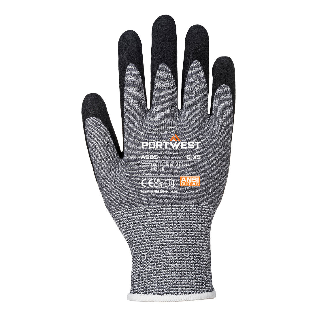 Portwest A665 Cut E13 Nitrile Glove in Grey, back view