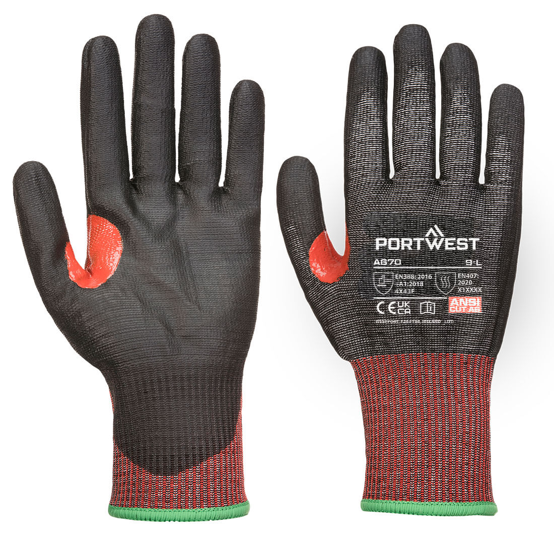 Portwest CS Cut F13 PU Glove in Black, main product image