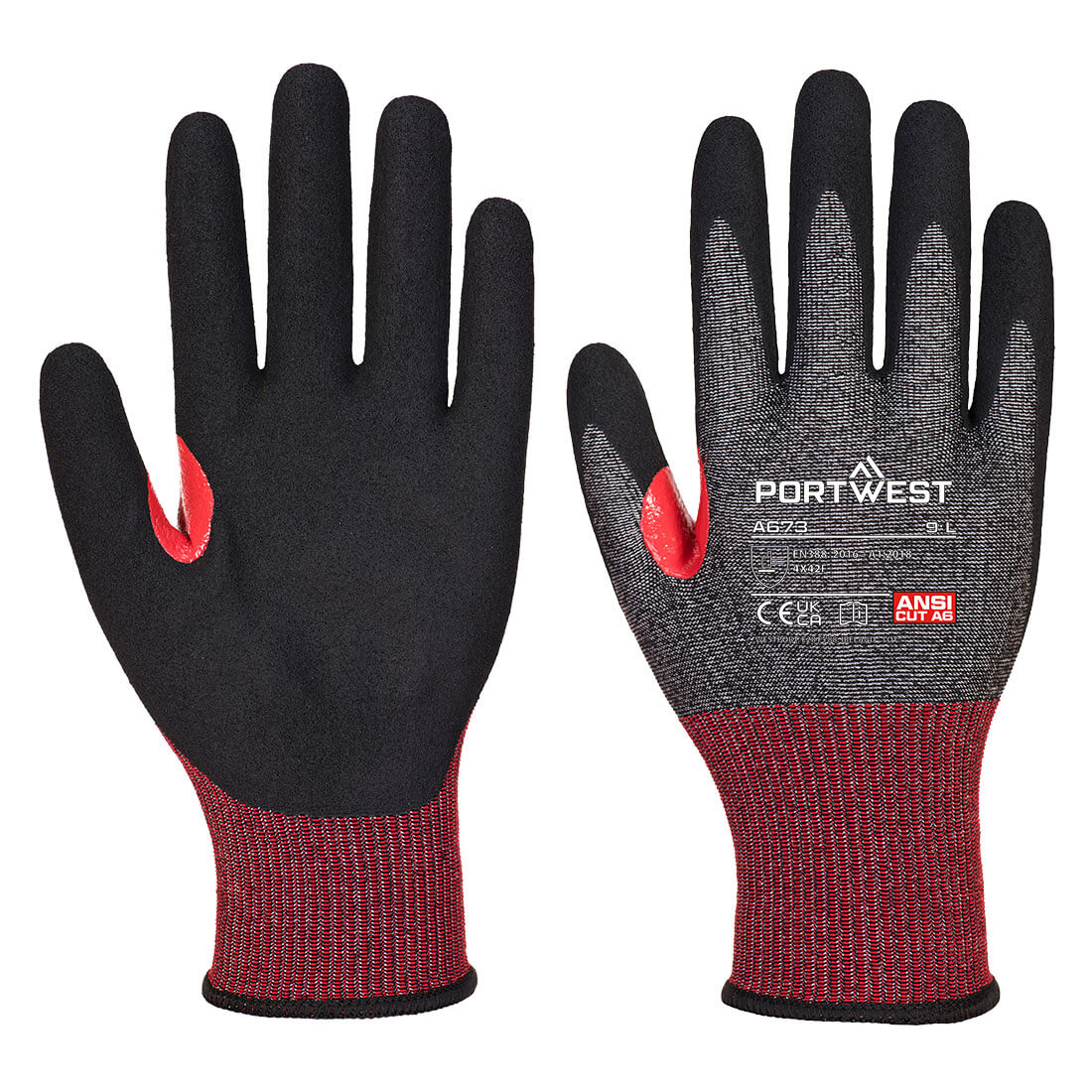 Portwest CS Cut F18 Nitrile Glove in Black, main product image