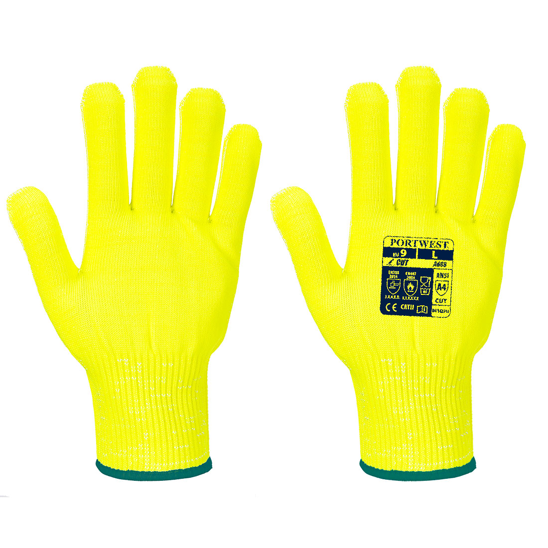 Portwest Cut D13 Viz-Tex Liner Glove in Yellow, main product image