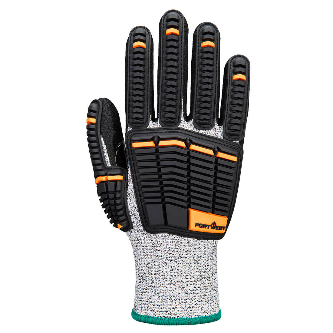 Portwest A718 Impact C13 Nitrile Foam Glove in Grey/Black, back view
