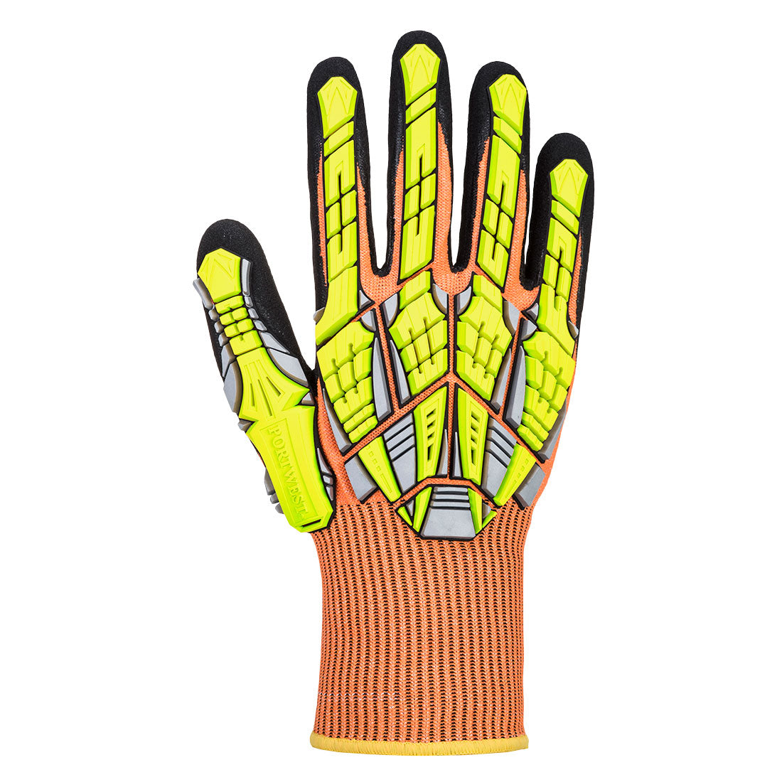 Portwest A727 Impact E13 Nitrile Sandy Glove in Orange, back view