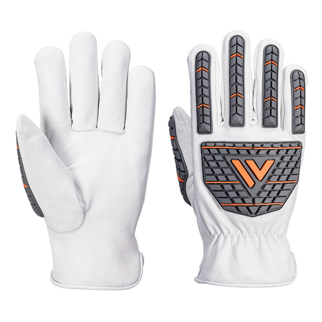Portwest Impact 110 Cow Leather Glove in White, main product image