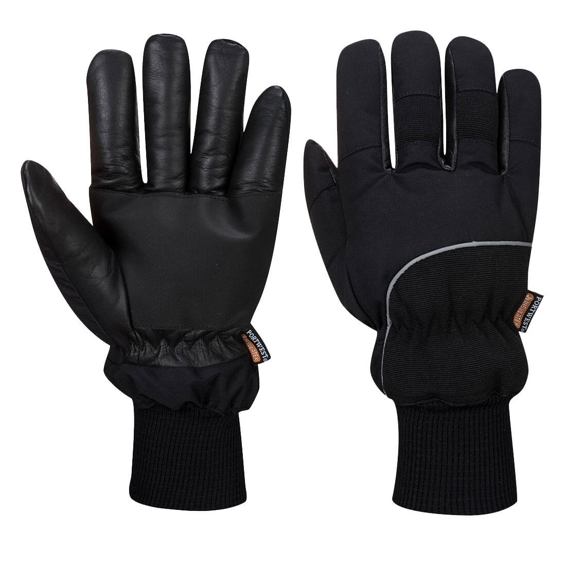 Portwest Cold 500 Leather Waterproof Mechanical Glove in Black, main product image