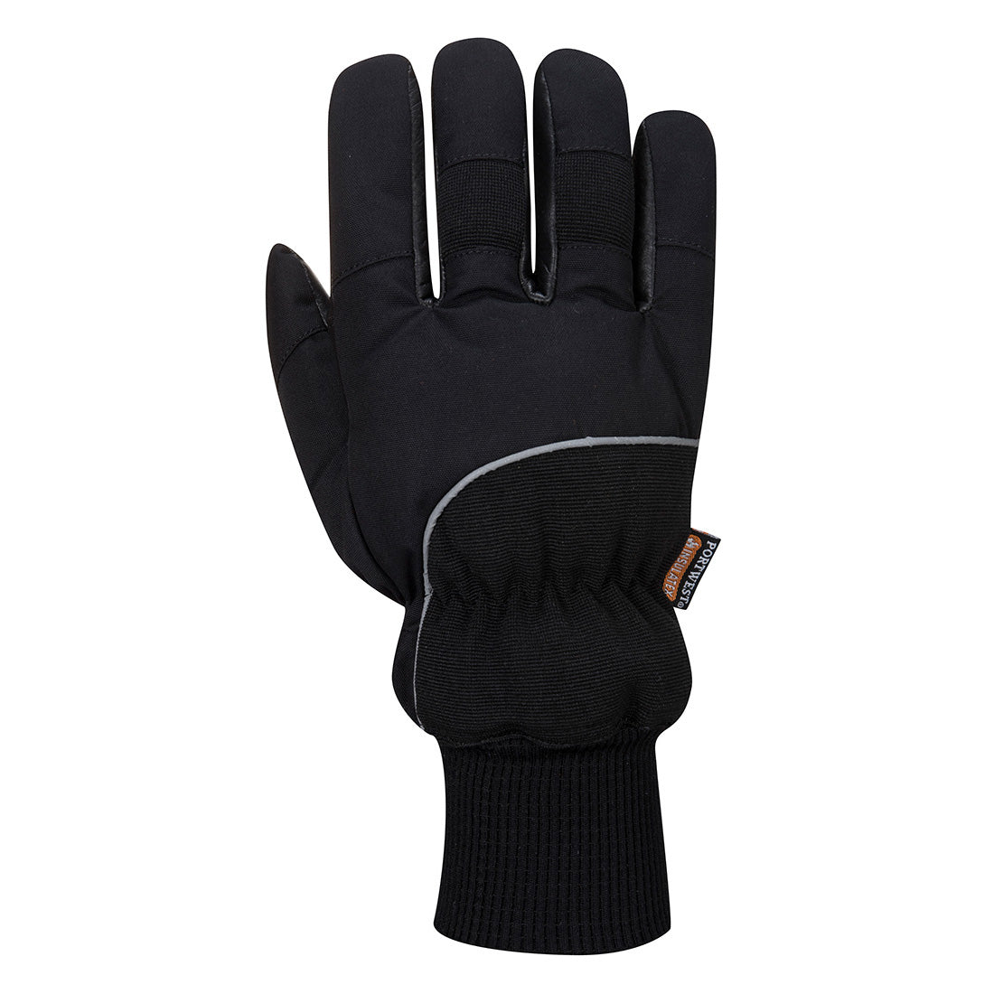 Portwest A751 Cold 500 Leather Waterproof Mechanical Glove in Black, back view
