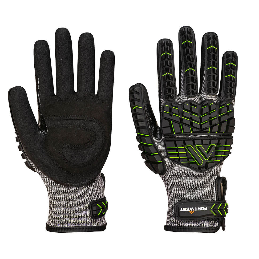 Portwest Impact F15 Nitrile Foam Reinforced G Palm Glove in Black/Green, main product image
