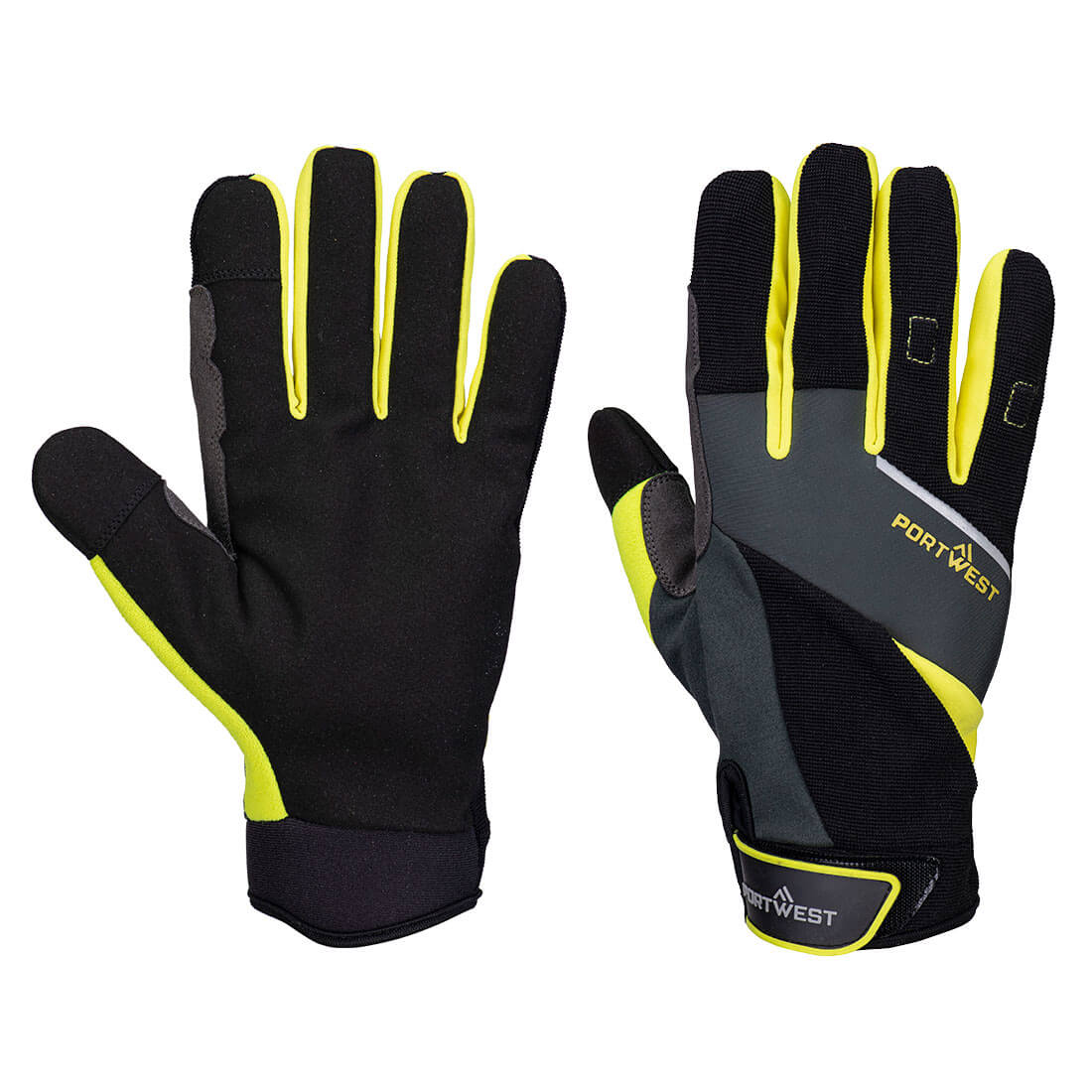 Portwest DX4 Mechanic B150 Glove in Black/Yellow, main product image
