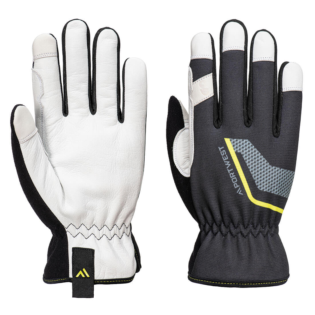 Portwest Mechanic 110 Leather Palm Glove in Black, main product image