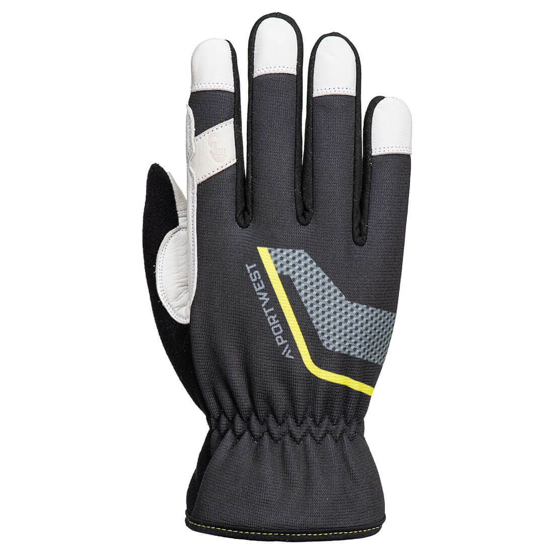 Portwest A775 Mechanic 110 Leather Palm Glove in Black, back view