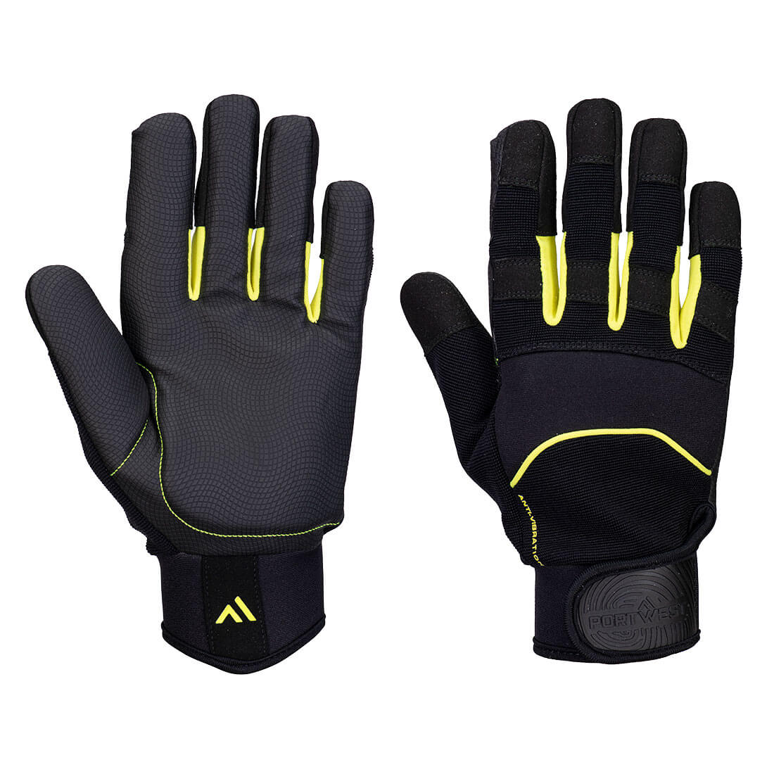 Portwest Anti-Vibration B600 PU Mechanical Glove in Black, main product image