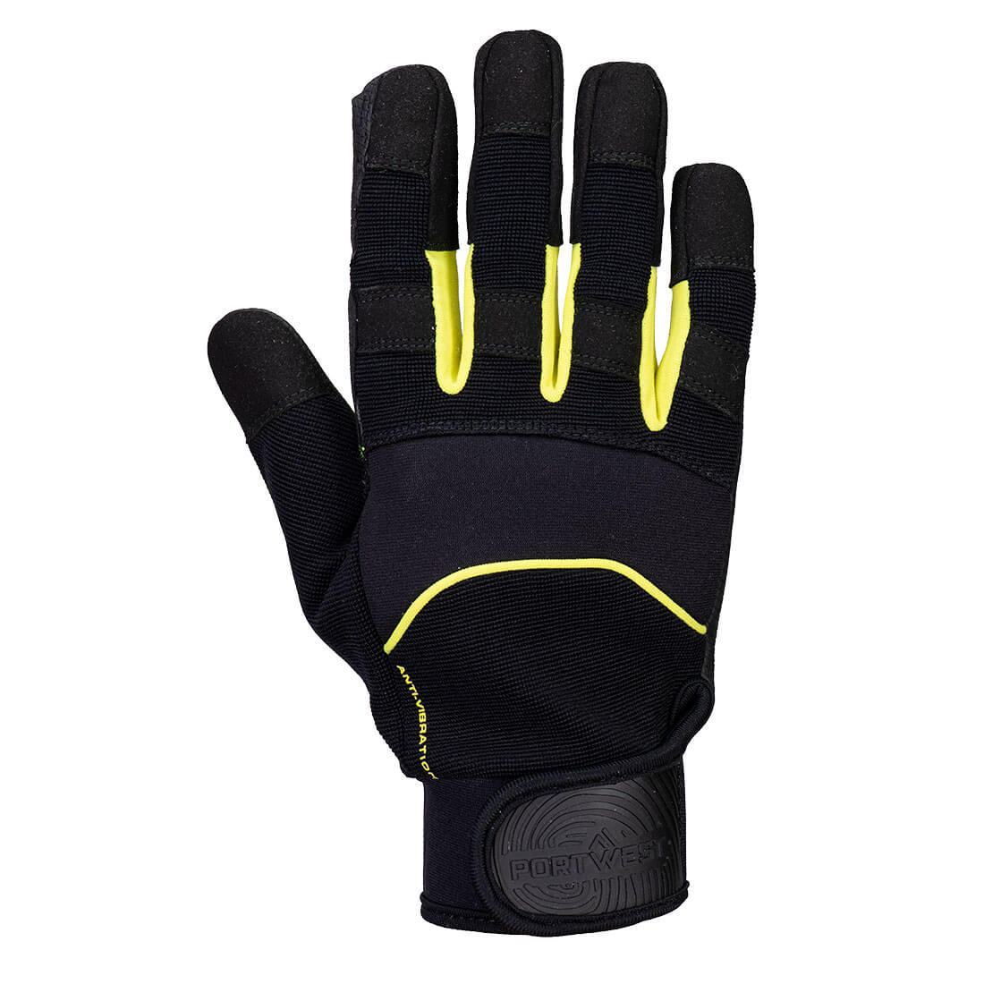 Portwest A791 Anti-Vibration B600 PU Mechanical Glove in Black, back view