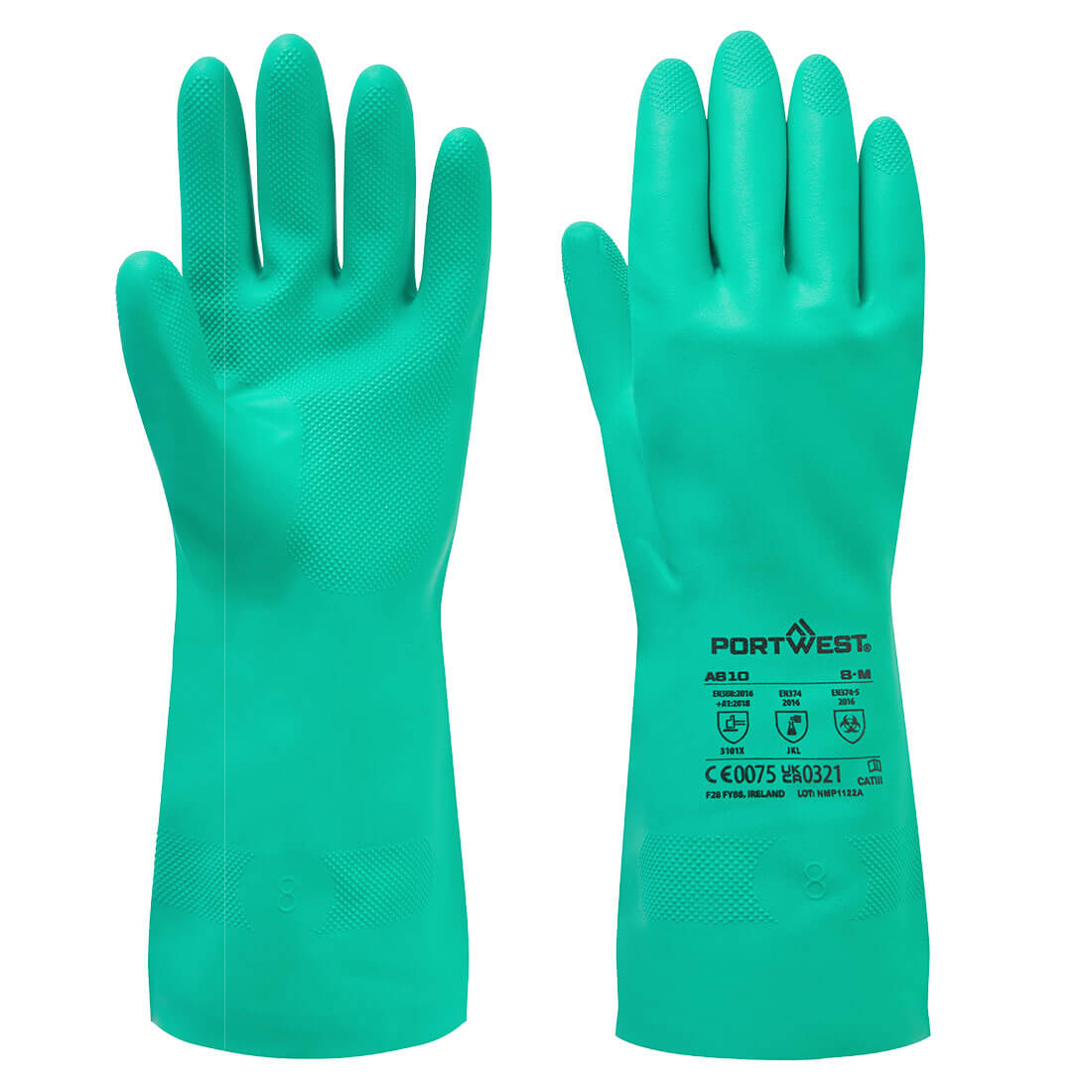 Portwest Chem 320 Nitrile Gauntlet in Green, main product image