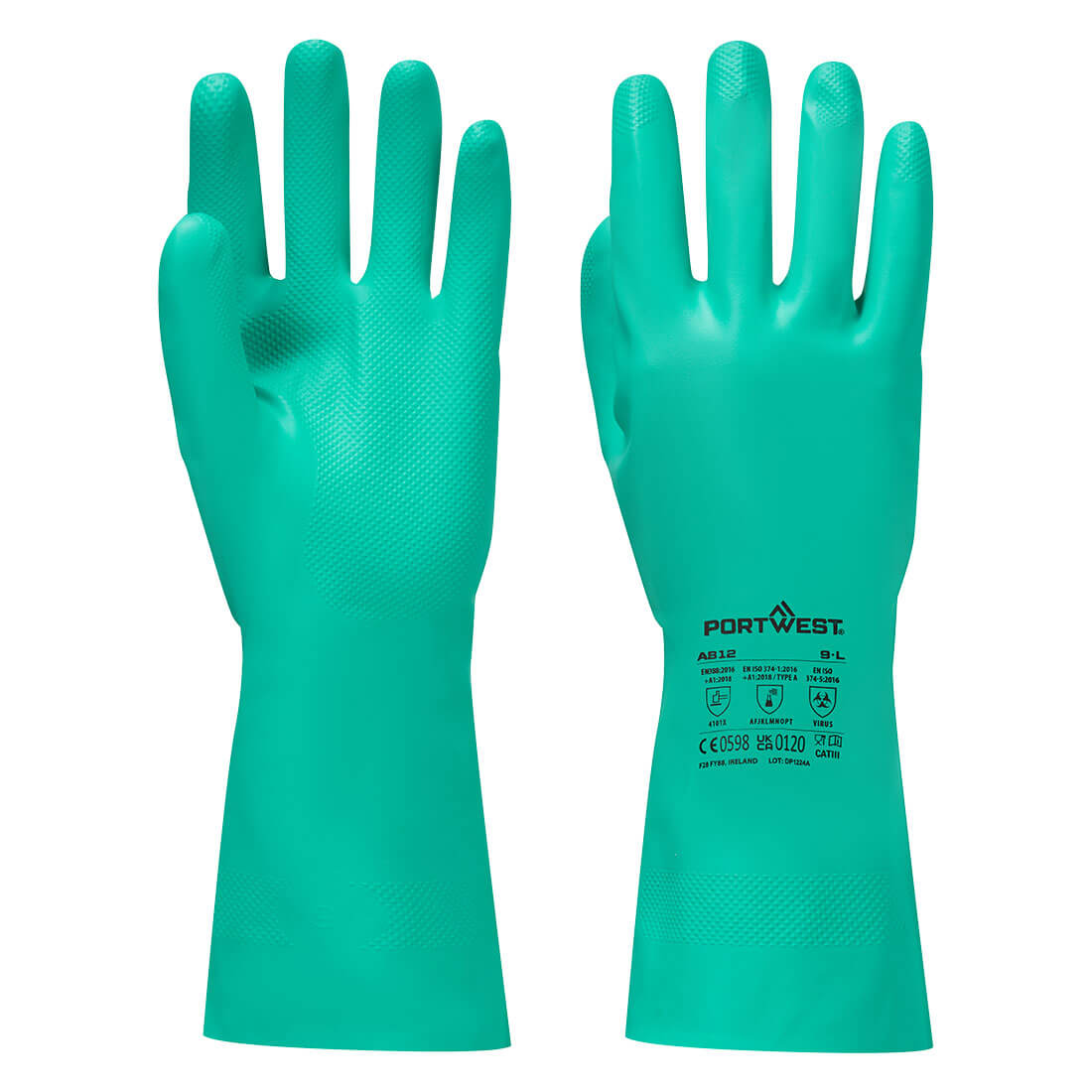 Portwest Chem 330 Nitrile Plus Gauntlet in Green, main product image