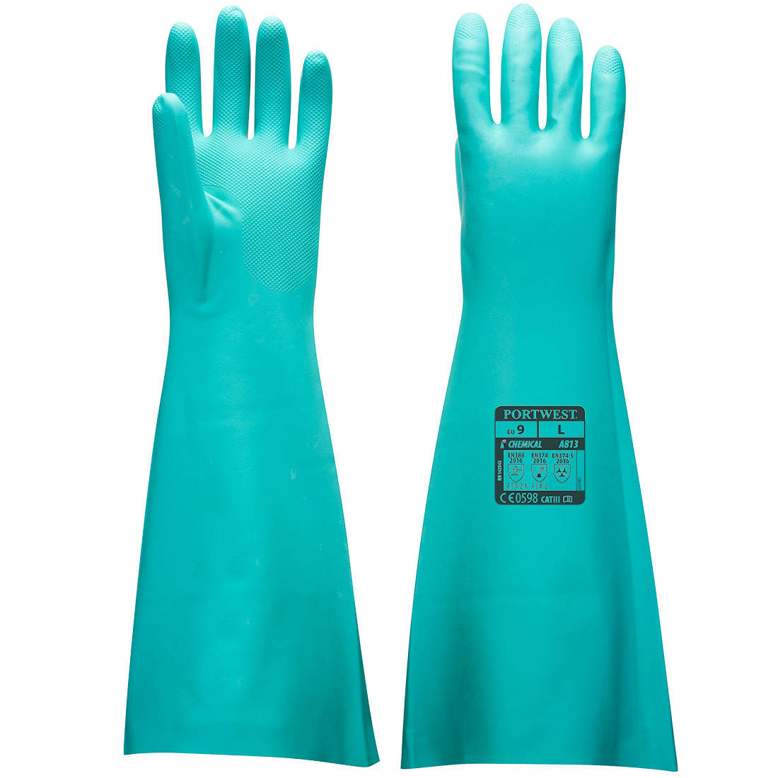 Portwest Chem 460 Nitrile Extended Gauntlet in Green, main product image