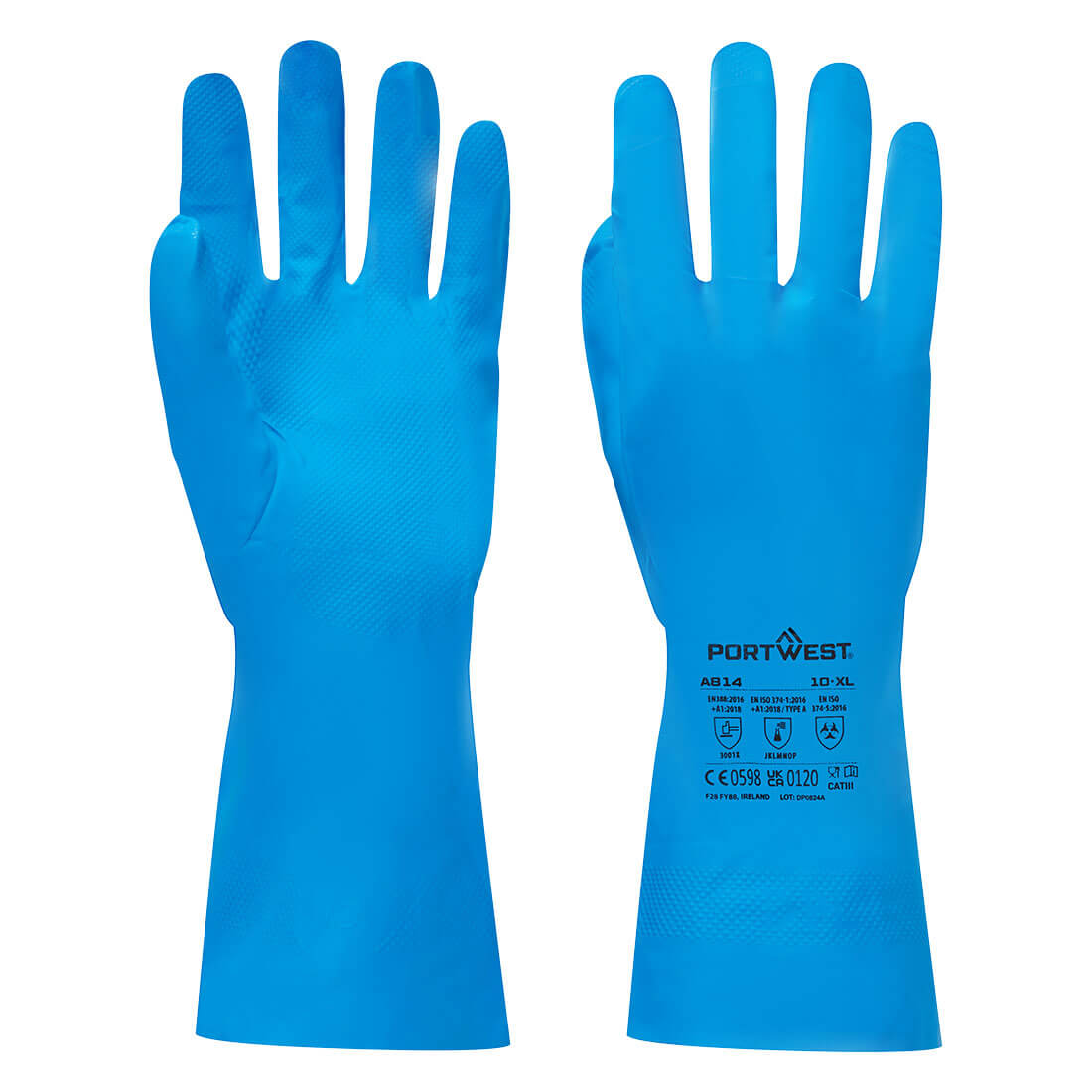 Portwest Chem 330 Nitrile Food Gauntlet in Blue, main product image
