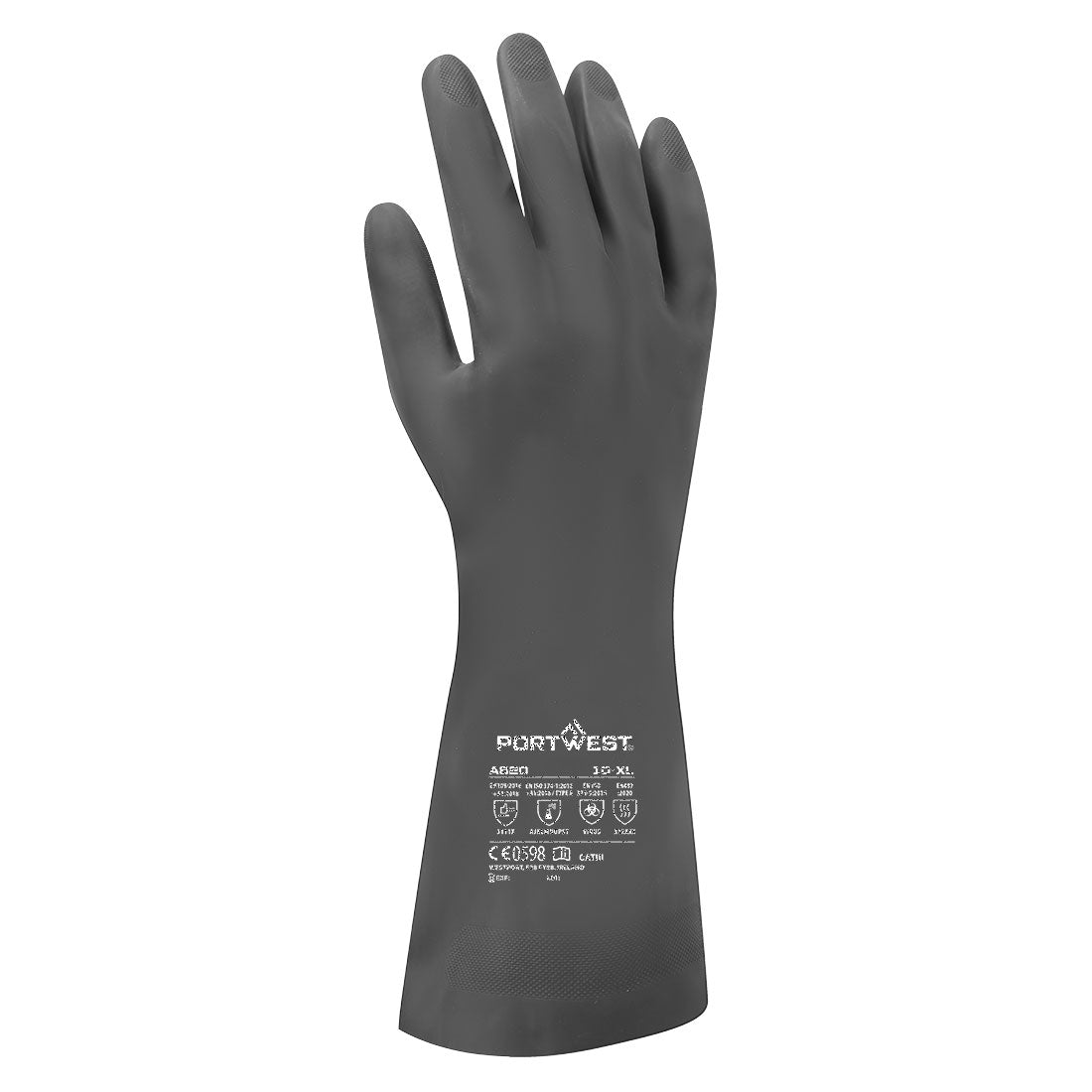 Portwest A820 Chem 380 Neoprene Gauntlet in Black, back view