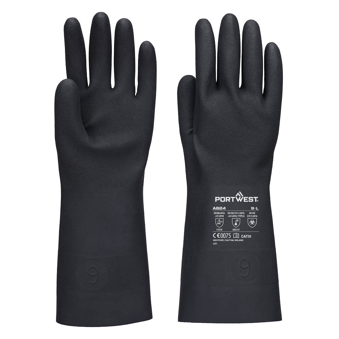 Portwest Chem 350 Butyl Gauntlet in Black, main product image