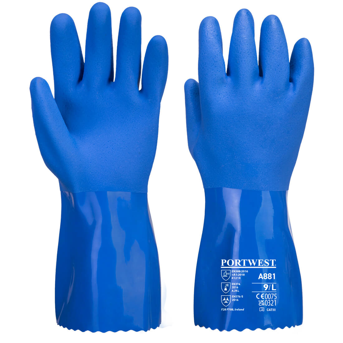Portwest Chem 300 PVC Marine Gauntlet in Blue, main product image