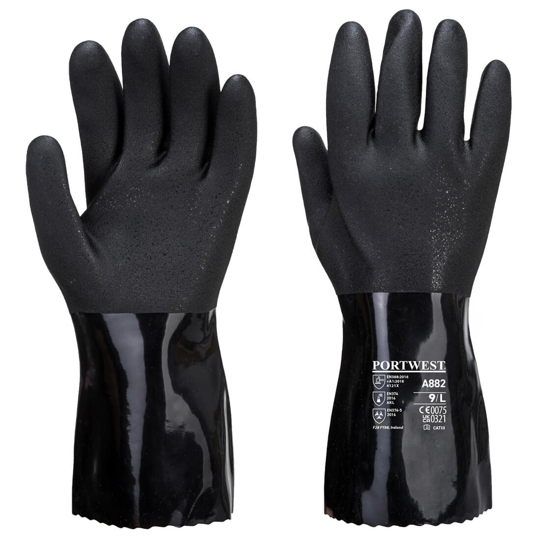 Portwest ESD PVC Chemical Gauntlet in Black, main product image