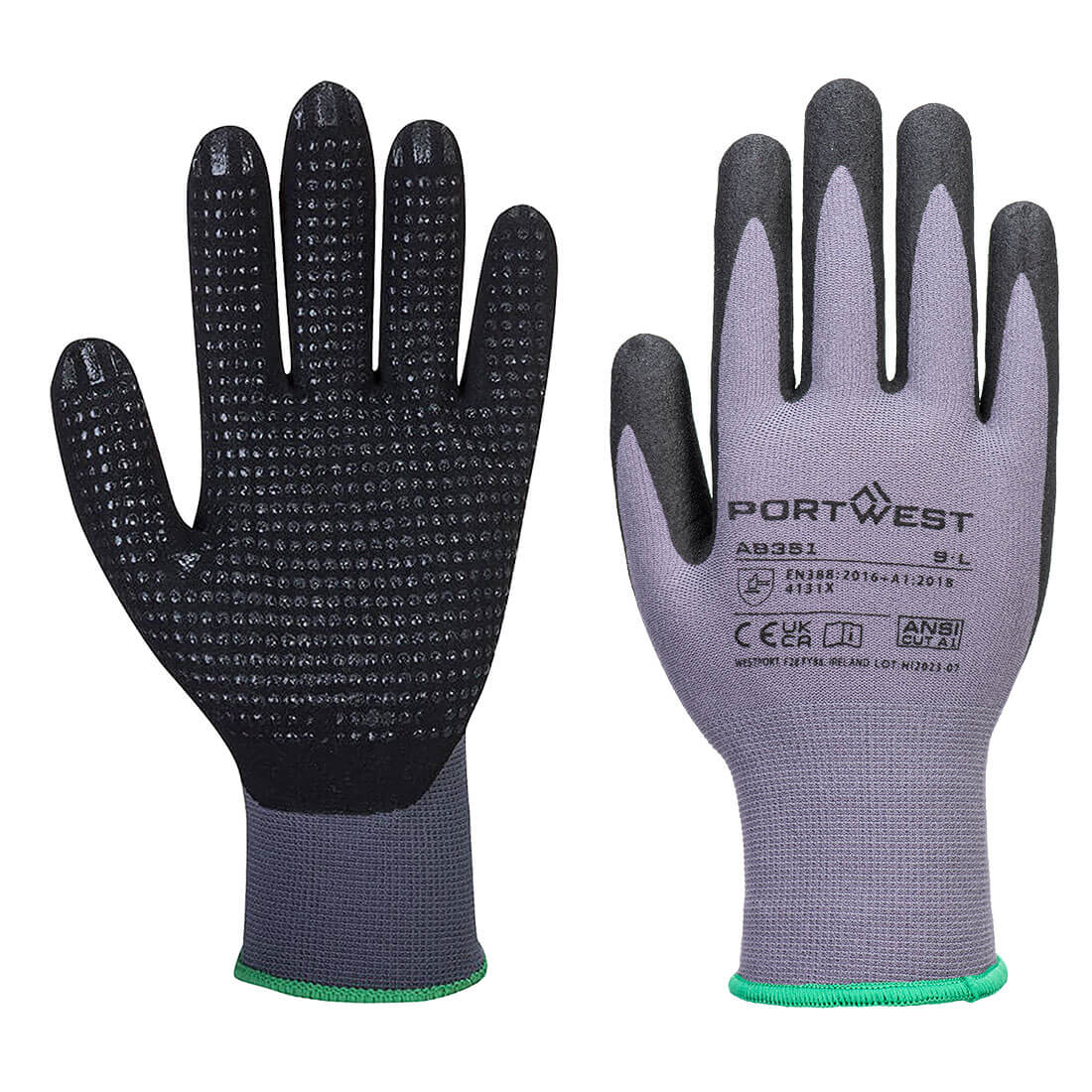Portwest Grip 15 Nitrile Sandy Dotted Essential Multipack in Grey/Black, main product image