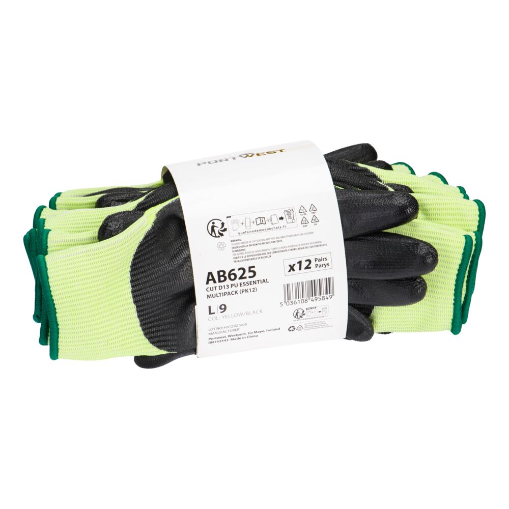 Portwest Cut D13 PU Essential Multipack in Yellow/Black, main product image