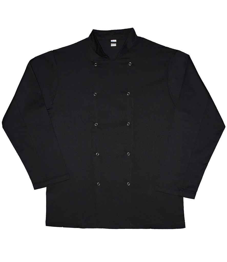 Dennys Long Sleeve Chef's Jacket in Black, front view