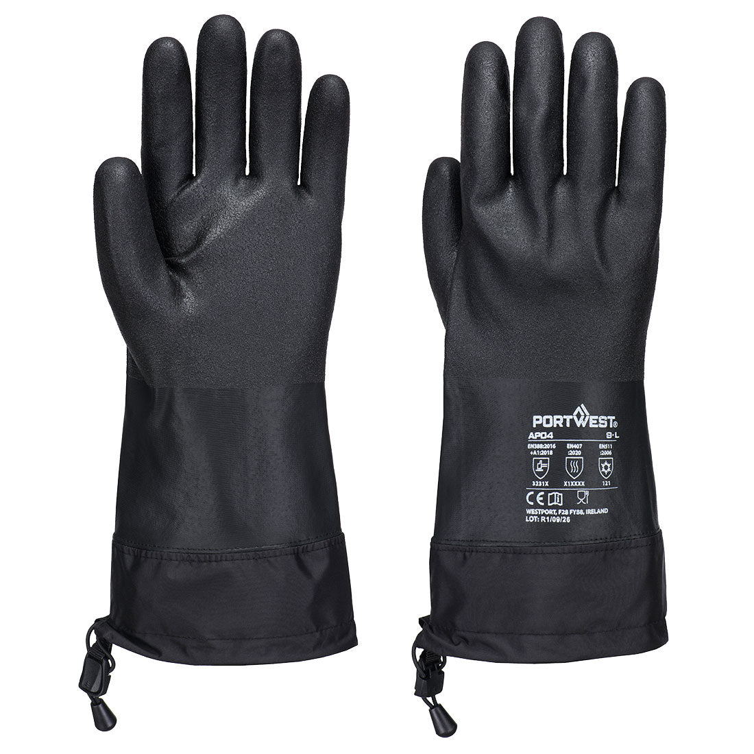 Portwest Cold 15 Water-based PU Glove in Black, main product image