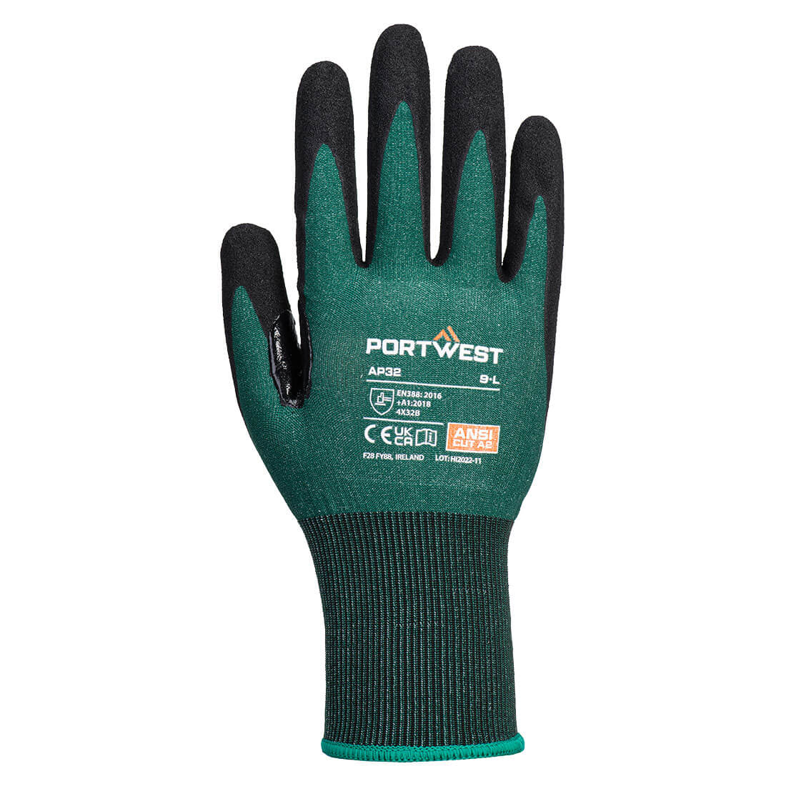 Portwest AP32 Cut B18 Dexti Pro Nitrile Glove in Black/Grey, back view