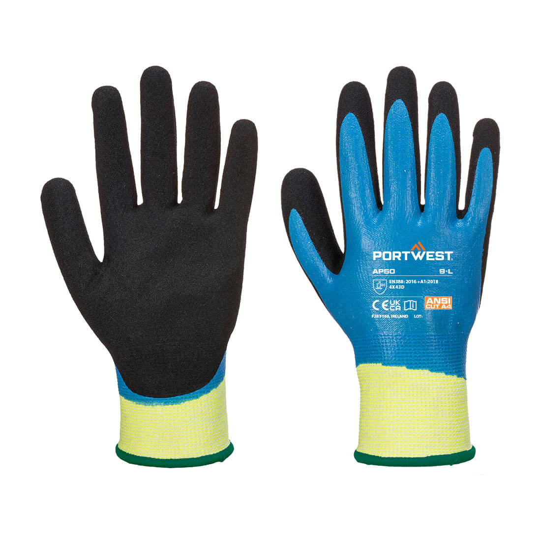 Portwest Cut D13 Nitrile Aqua Glove in Blue/Black, main product image