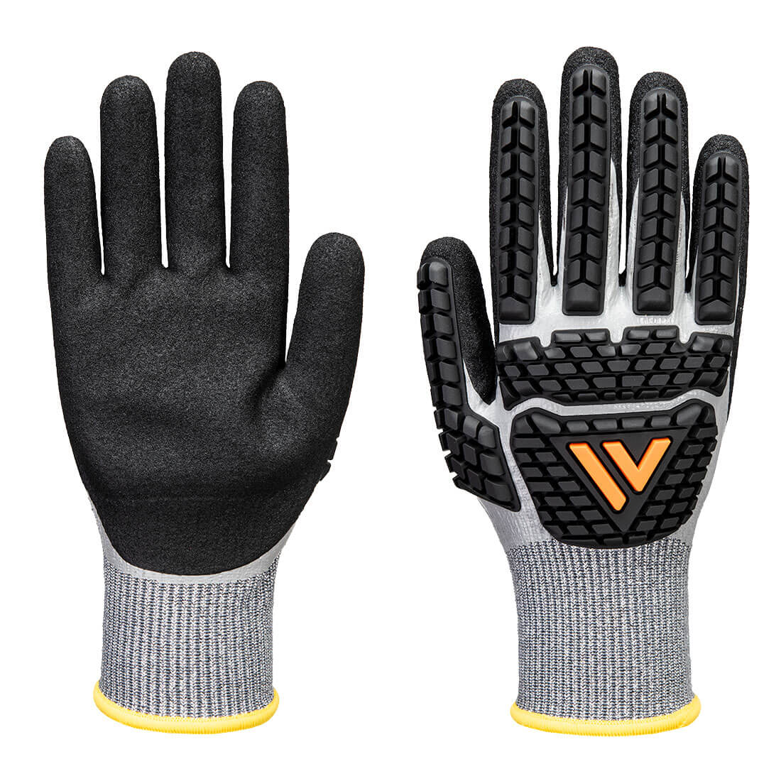 Portwest Impact F13 Nitrile Foam TPR Waterproof Glove in Grey/Black, main product image