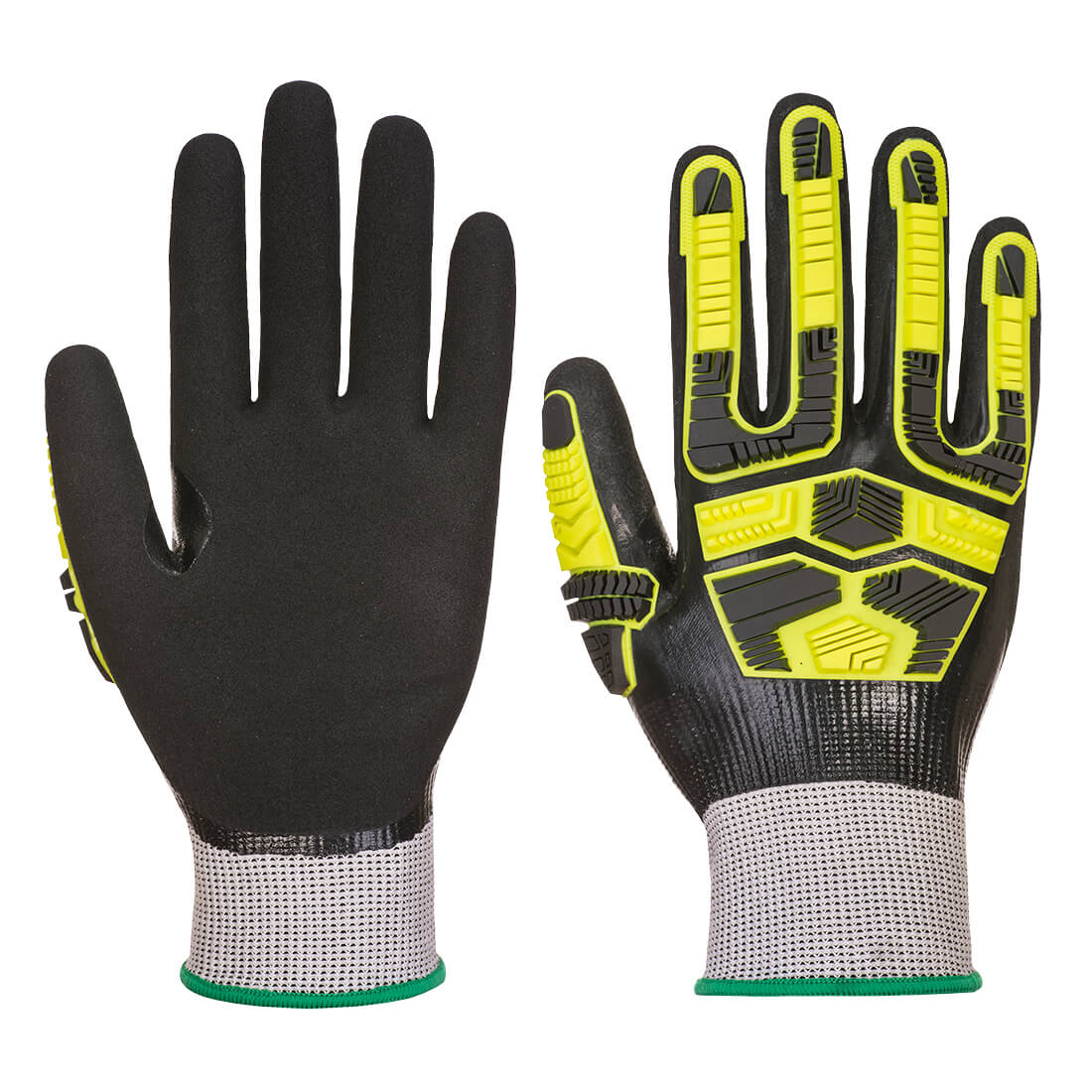 Portwest Impact D18 Nitrile Sandy TPR Waterproof Glove in Grey/Black, main product image