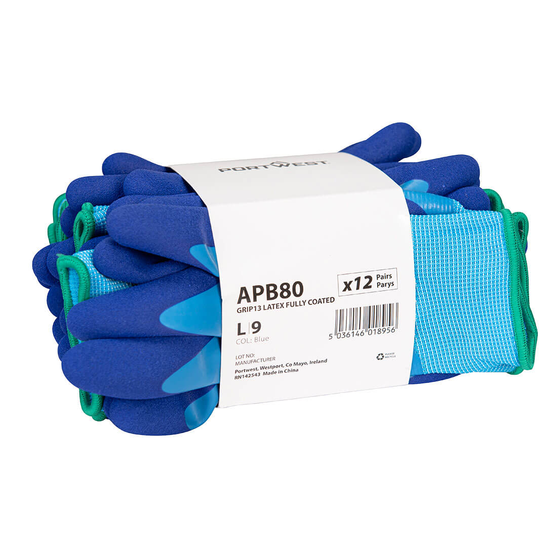 Portwest Grip 13 Latex Foam Essential Multipack in Blue, main product image