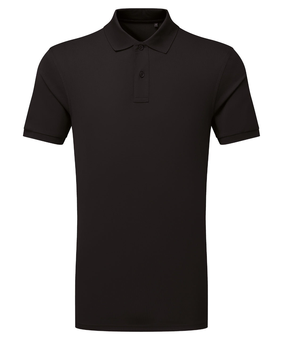 Asquith & Fox PRINTGUARD recycled polyester polo in Black, front view