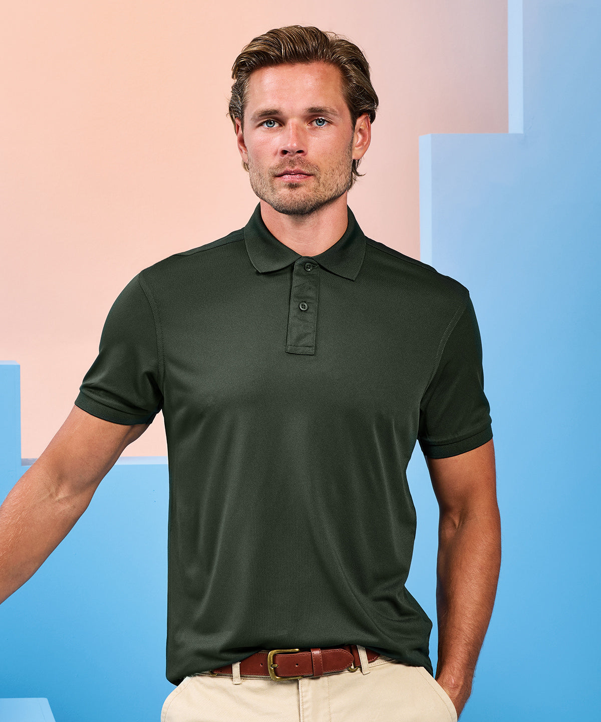 Asquith & Fox PRINTGUARD recycled polyester polo, lifestyle photo