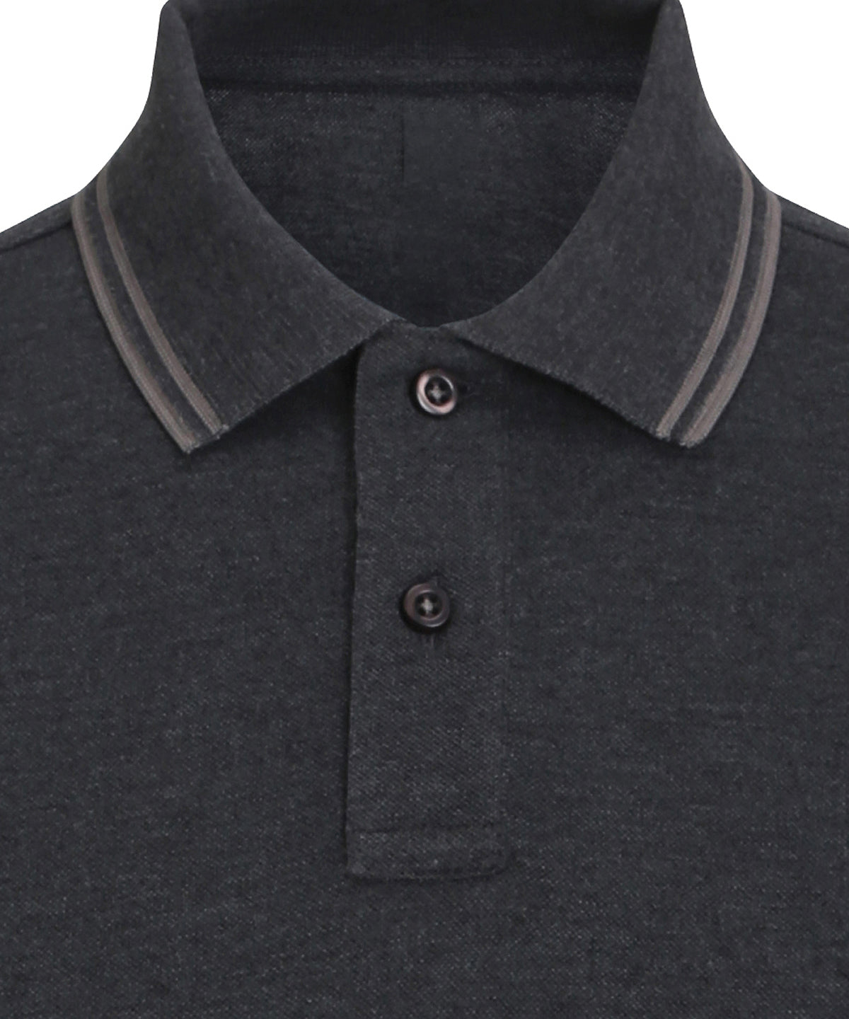 Asquith & Fox Classic fit tipped polo in Heather Black/Charcoal, front view