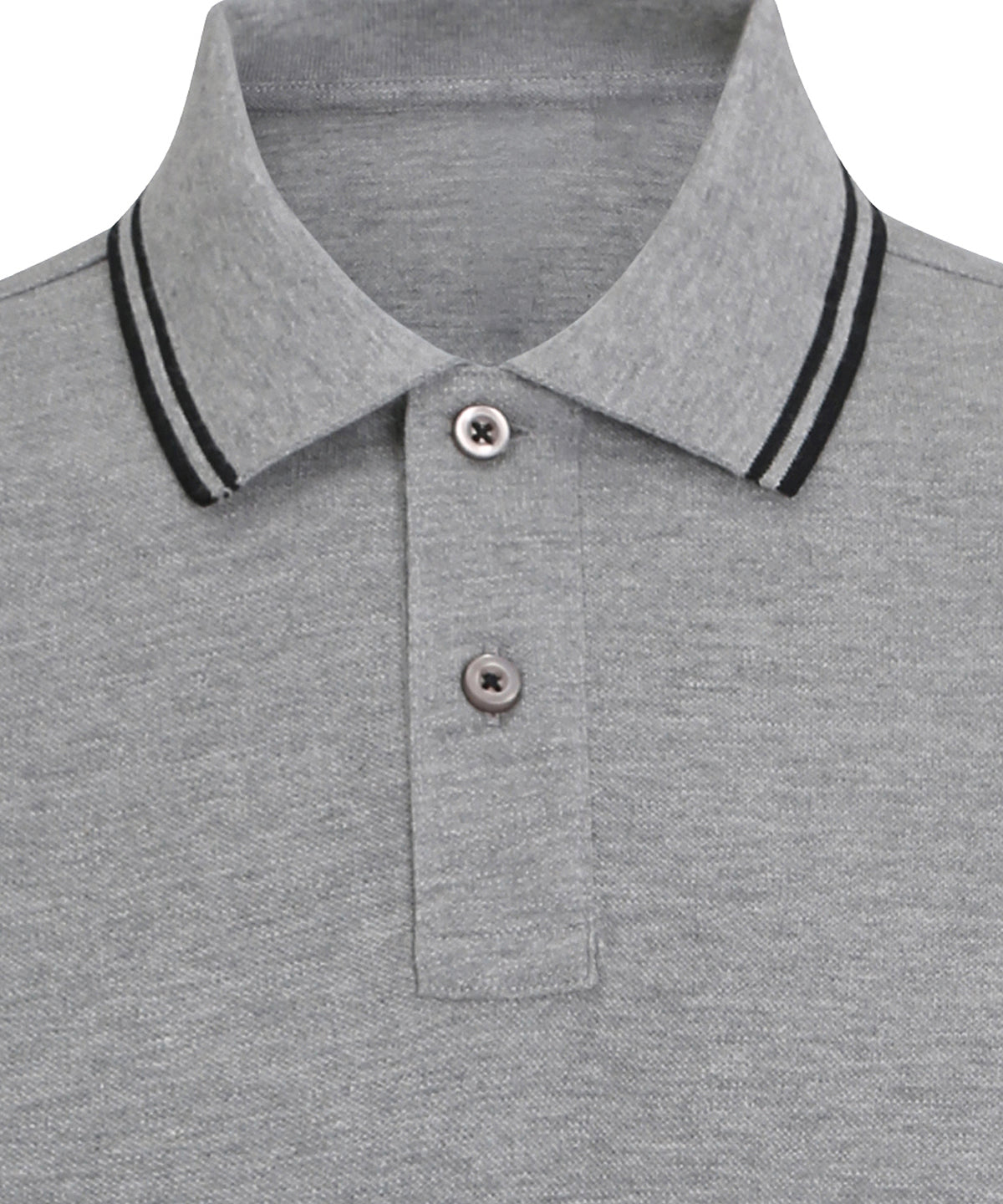 Asquith & Fox Classic fit tipped polo in Heather Grey_Black, front view